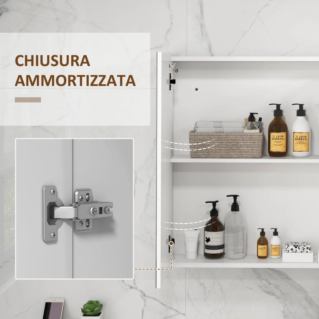 Specchio da Bagno con Luce LED e Porta USB ¨C Xylo ¨C Bianco 90x15x70cm