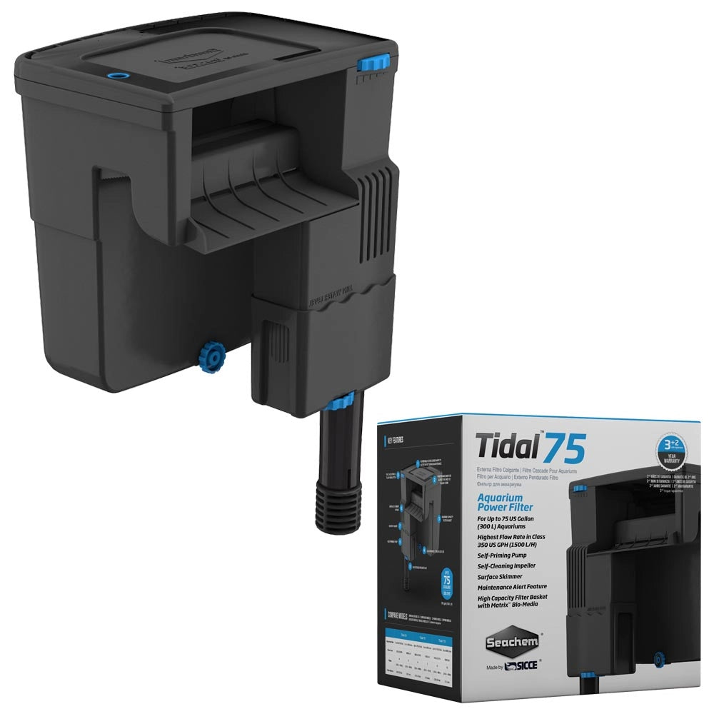 Sicce filtro appeso per acquari dolci e marini modello tidal 75 da 1500 litri/h