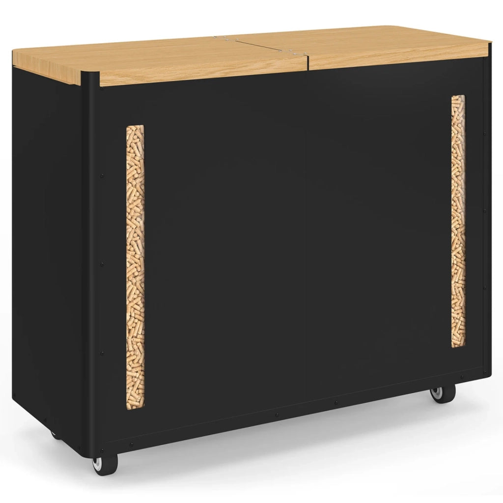 IDMarket - Doppio serbatoio per pellet da 60 kg, nero, e mobile porta-pellet e accessori, 73 x 30 x 60 cm