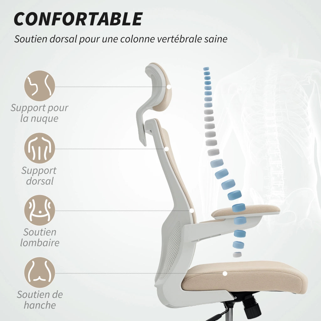 Sedia da ufficio ergonomica ¨C Minimal ¨C beige, imbottita, 60x63x120 cm