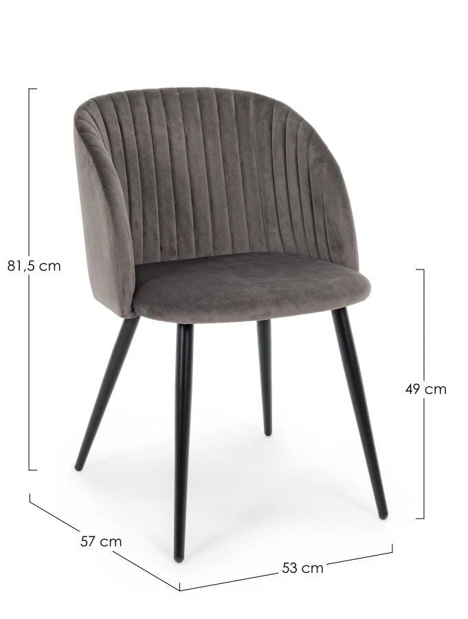 SEDIA QUEEN VELVET GRIGIO CADETTO DI BIZZOTTO