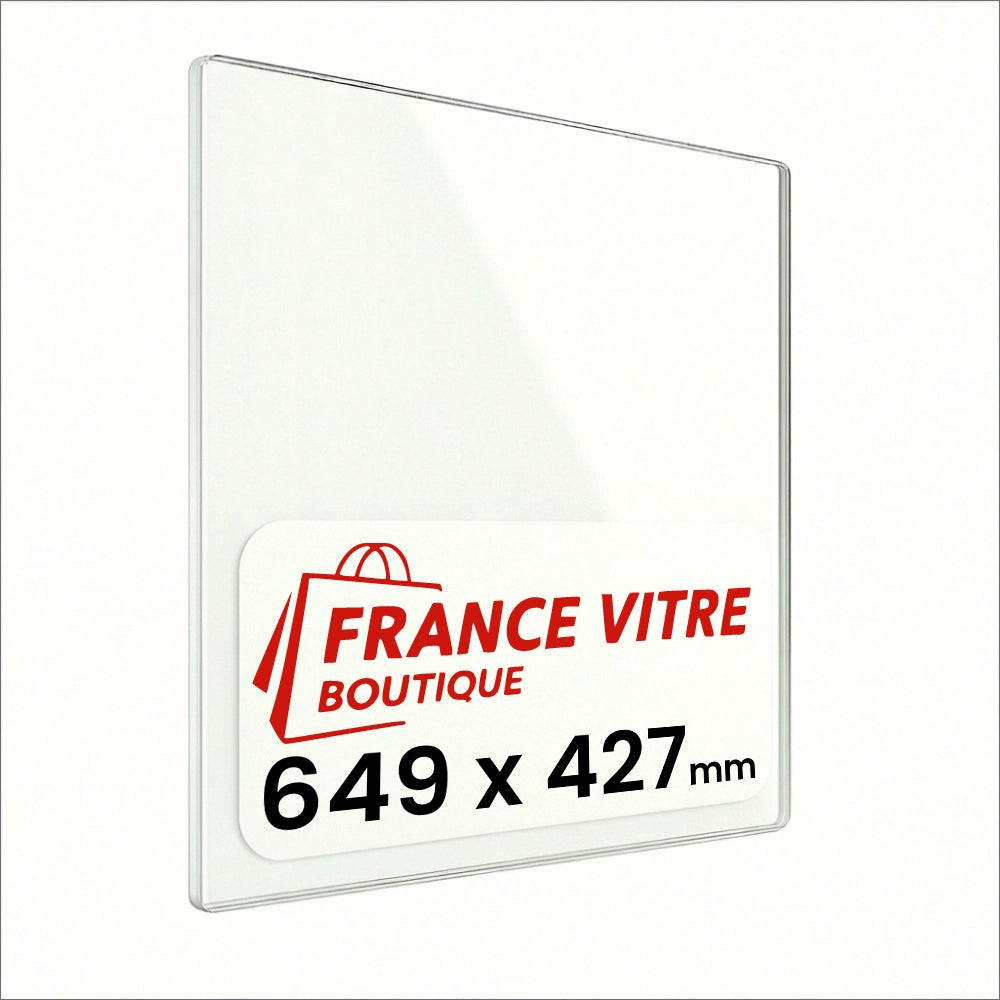 649 x 427 x 4 mm - Vetro per stufa a legna - vetro camino di ricambio - vetro per caminetto resistente al fuoco - France Vitre