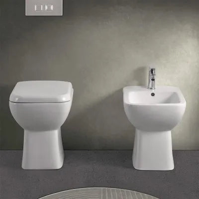 Coppia wc e bidet con scarico a parete e copriwc originale Ginevra