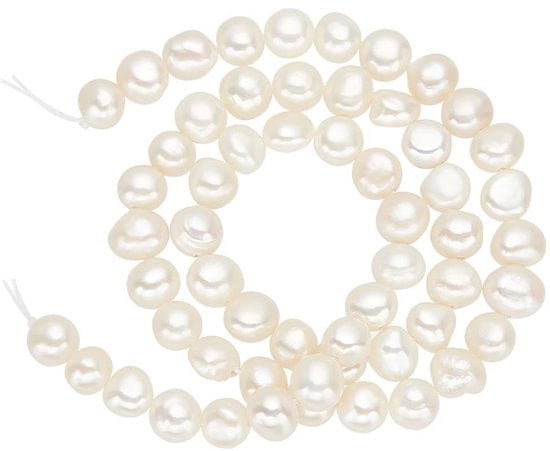 Pareli Acquatiche 7-8 mm - Perle Naturale - 55-56 Pezzi/Braccio - Creazione Gioielli - Perle per Orecchini/Collane - Foro 0,5 mm - Perle Acquatiche