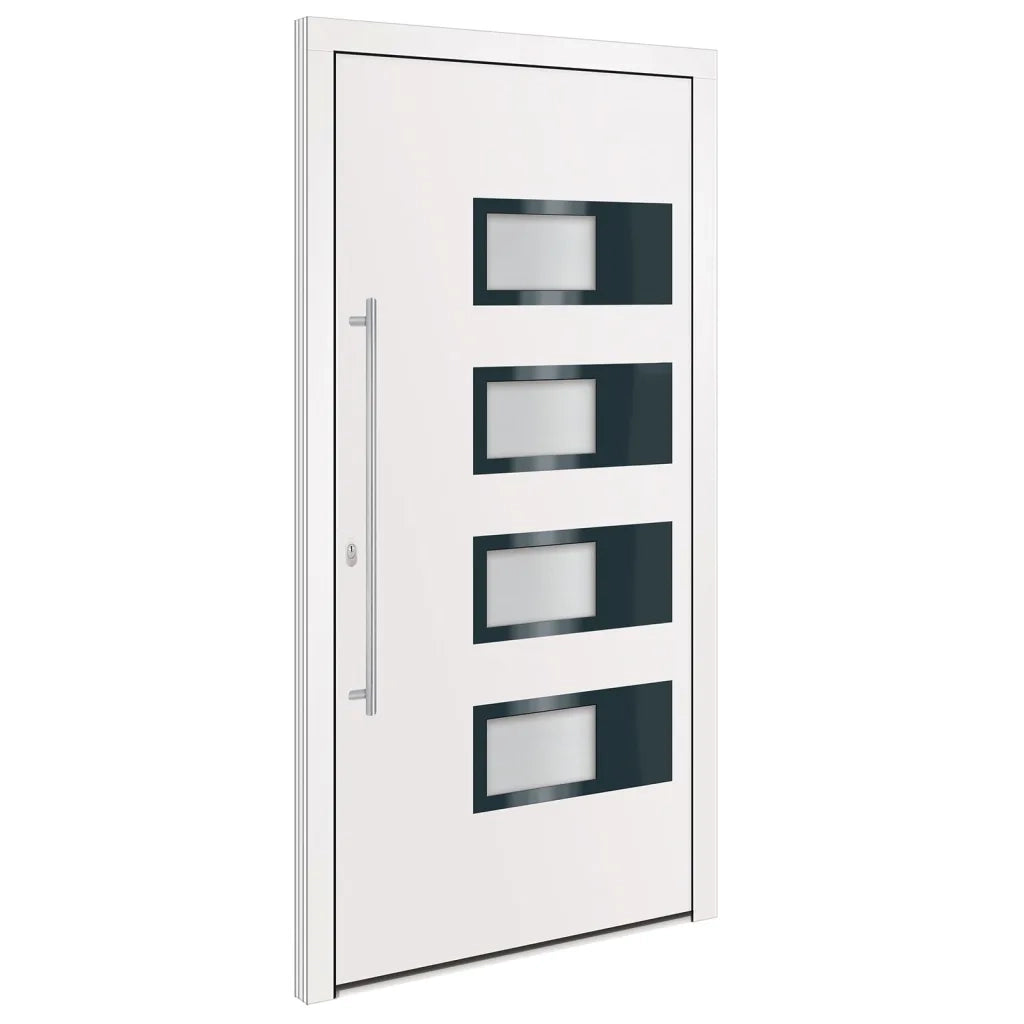 Porta Ingresso Bianca 100x200 cm in Alluminio e PVC 3157065