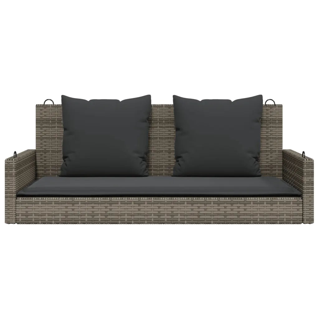 Panchina Dondolo con Cuscini Grigia 119x56x48 cm in Polyrattan 365631