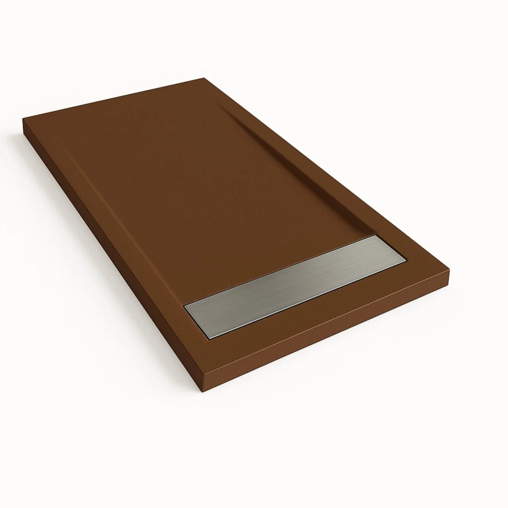 Piatto doccia Bidai con bordo 90X80 cm colore Marrone cioccolato RAL 8017 griglia in Acciaio