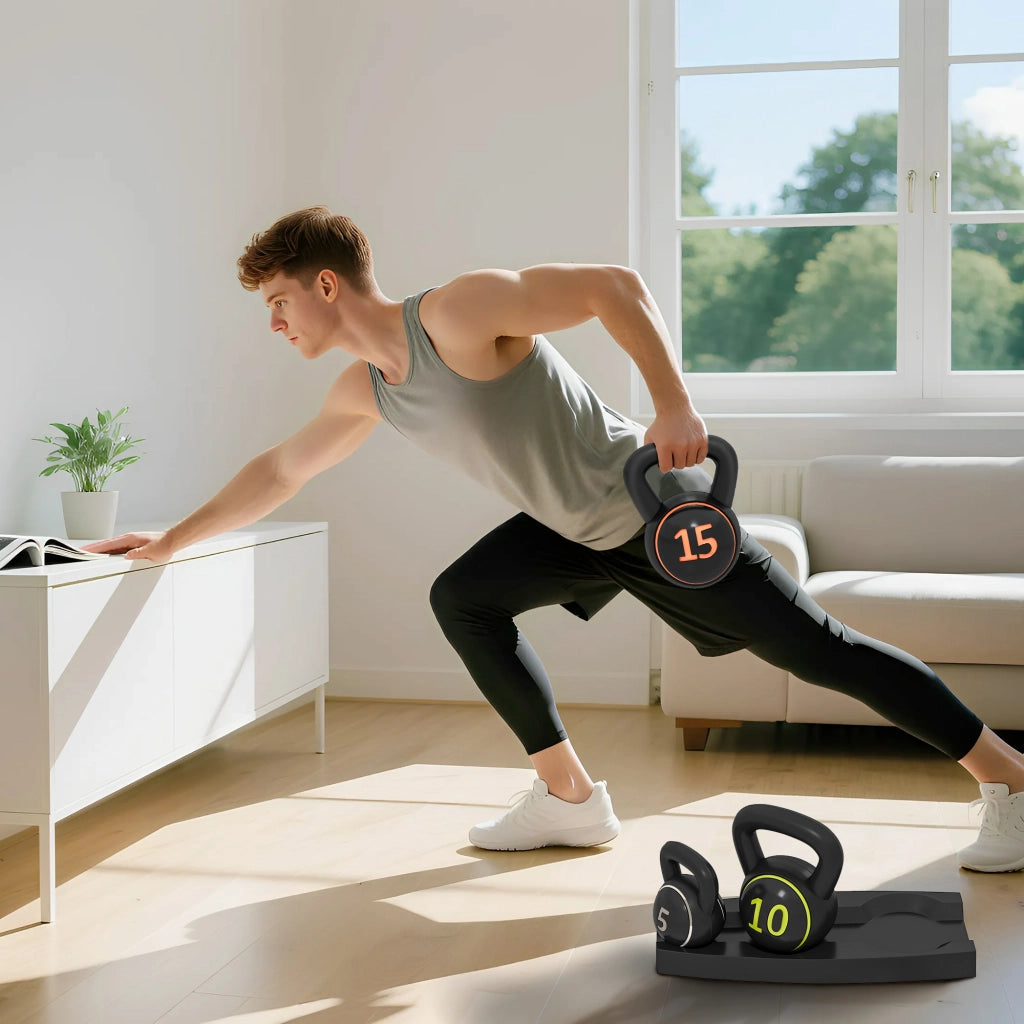 Set 3 Kettlebell con Base ¨C Minimal ¨C Nero 2.2 kg 4.5 kg 6.8 kg
