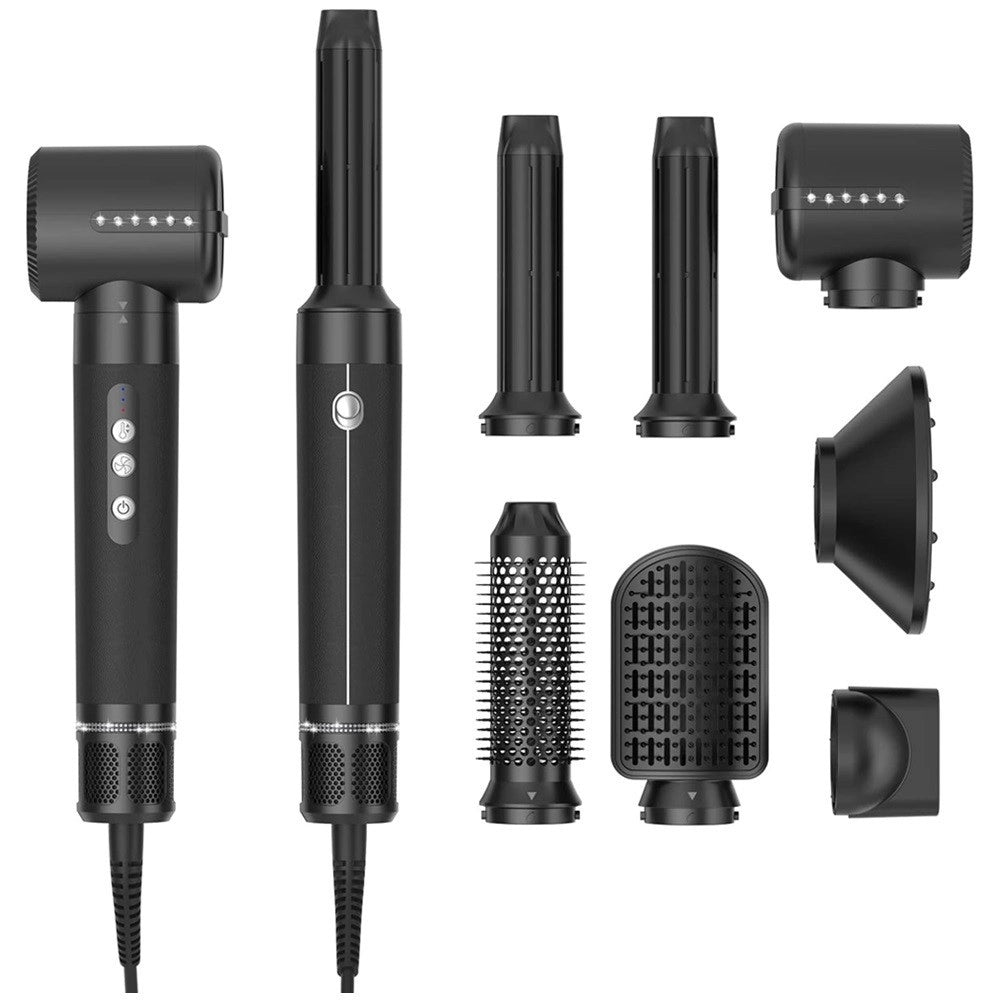 Trade Shop - Asciugacapelli Spazzola Phon Professionale Con Diffusore 7 In 1 Capelli Ricci Lisci -
