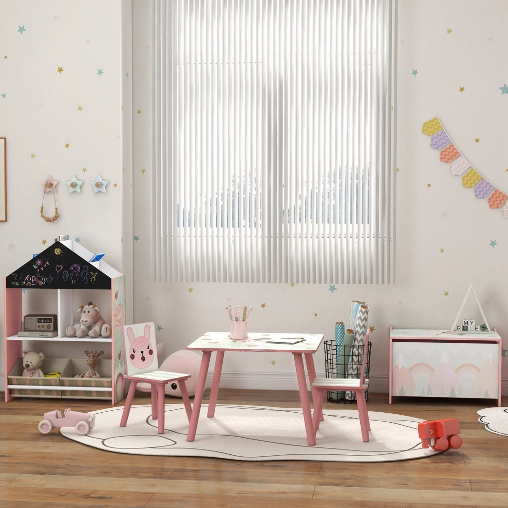 Tavolo e Sedie per Bambini ¨C Minimal ¨C Legno, Rosa, 3 Pezzi