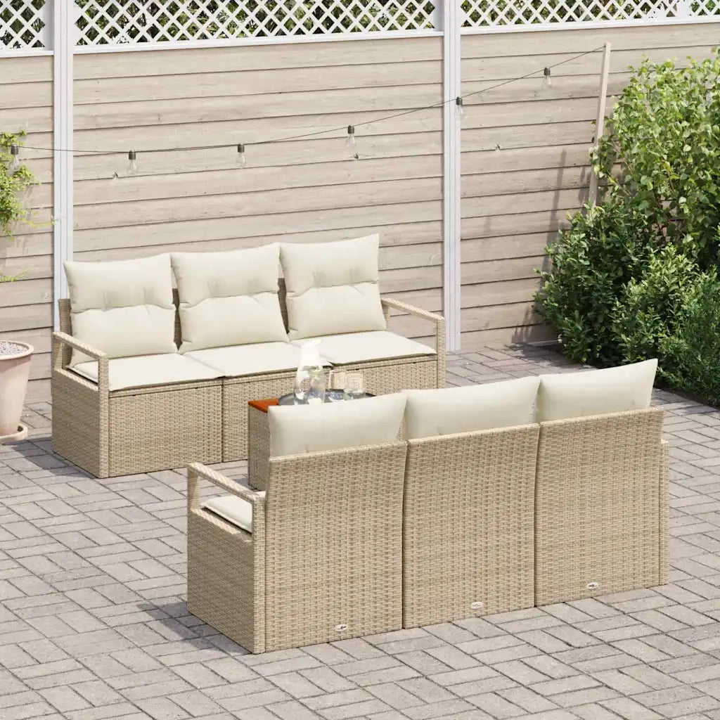 Set Divano da Giardino 7 pcs Beige e Crema polyrattan 3356321