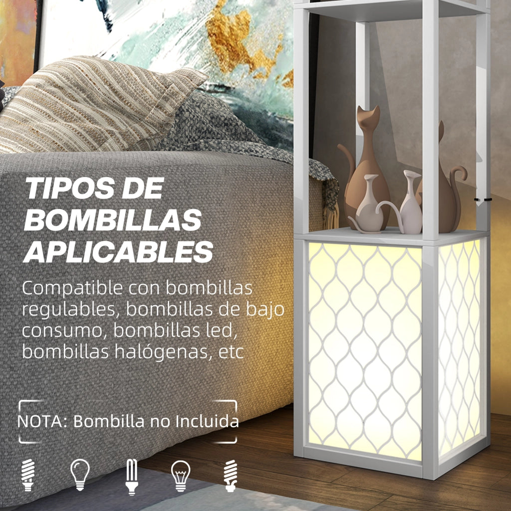 Lampada da Terra con Scaffale ¨C Minimal ¨C Bianco 26x26x156 cm