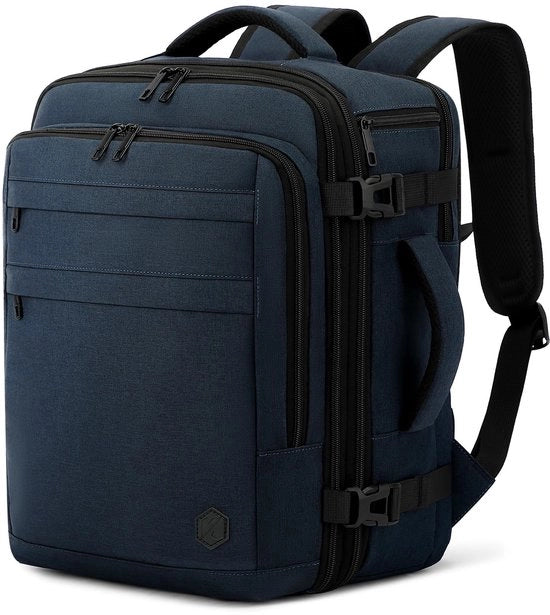 Tas da viaggio espandibile 40x30x25 - Bagaglio 24L - Adatto per laptop 15,6 pollici - Blu scuro - Accessorio di viaggio
