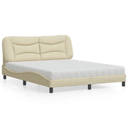 Letto con Materasso Hvar Crema 160x200 cm in Tessuto