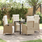 Set da Pranzo per Giardino con cuscino 5 pcs Beige polyrattan