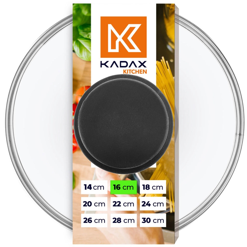 Coperchio in vetro KADAX da 16 cm, universale, resistente al calore, per pentole e padelle.