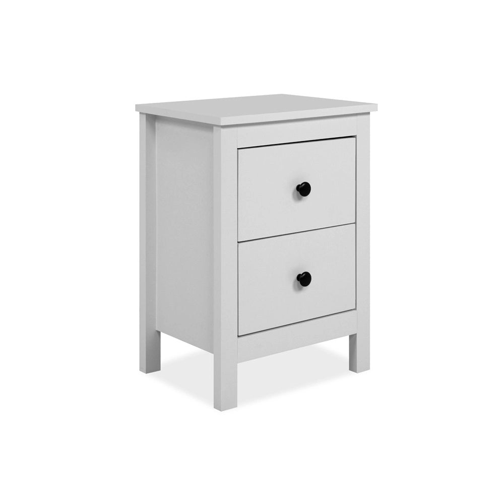 Comodino Karlstad61A con 2 cassetti colore bianco 39x30x54H
