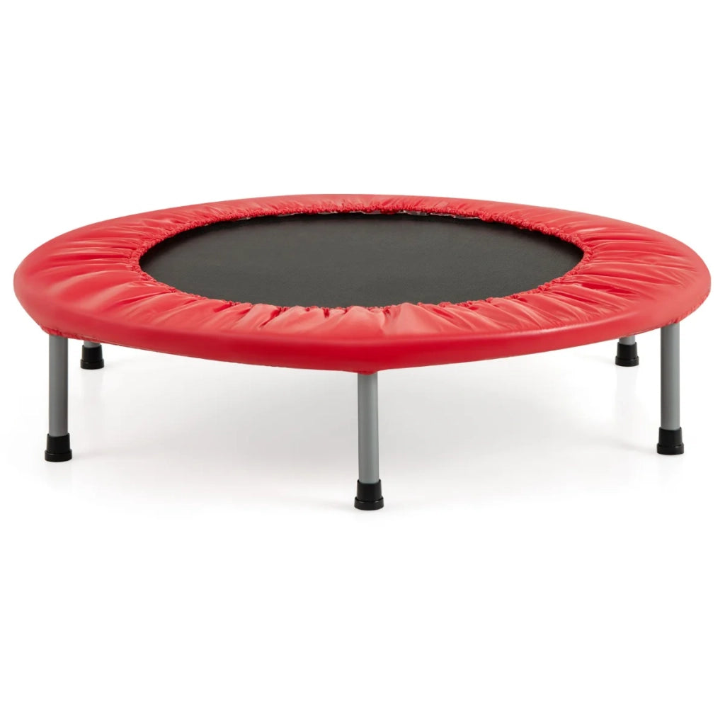 Trampolino pieghevole diametro 95,5 cm per uso interno ed esterno con dispositivi di sicurezza rinforzati e stabile struttura in PVC rosso 20_0014492