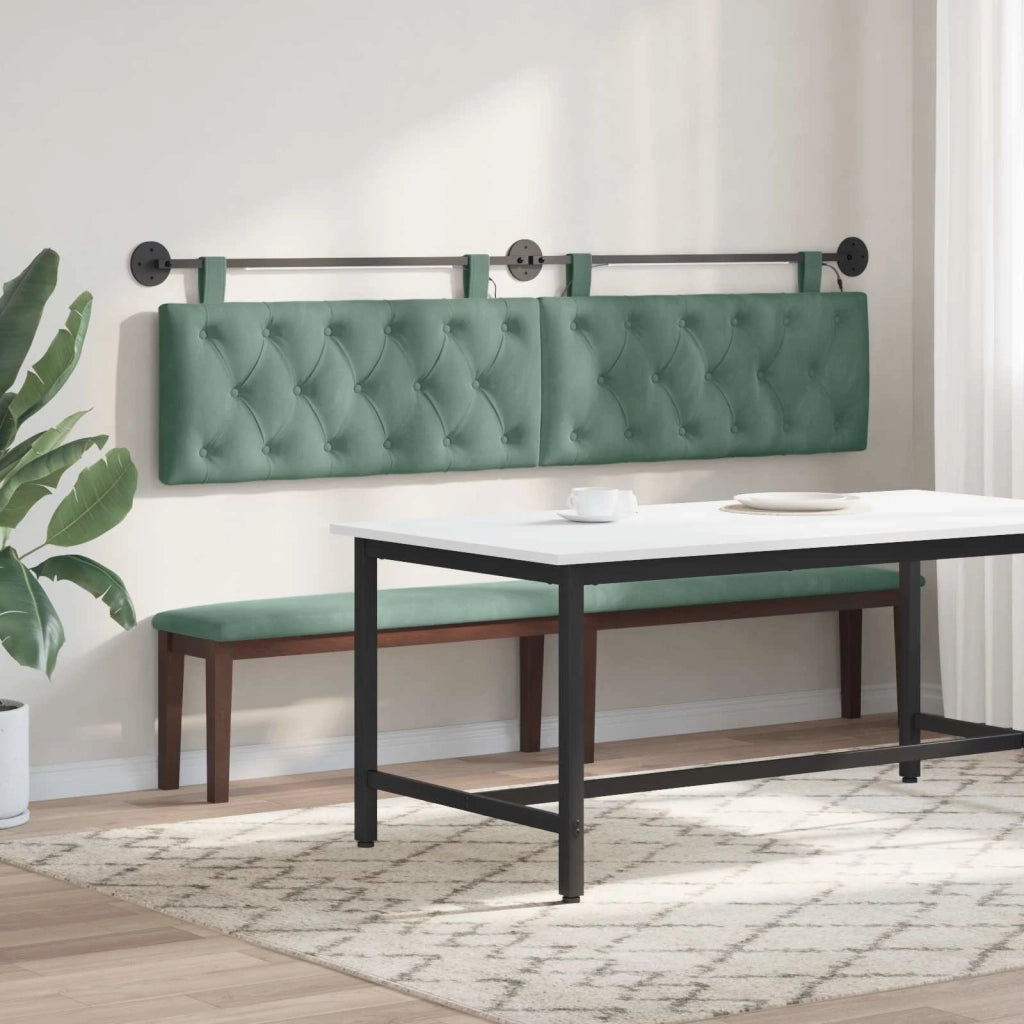 Testiera | Testata sospesa Con luce LED Verde Mare Velluto