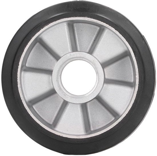 Ruota di Coda 180x50mm - Gomma Massiccio - Bocco in Acciaio Inossidabile - Alta Capacità di Carico - Resistente ai Sfregamenti - Antiscivolo - Ruota di Trasporto