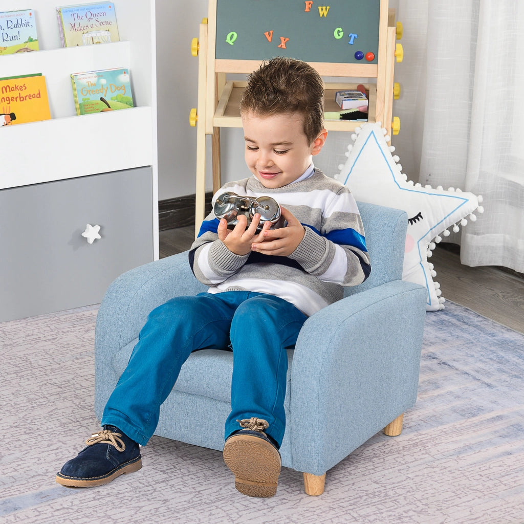 Poltrona per Bambini Design ¨C zephmum ¨C Legno, Blu, Tessuto