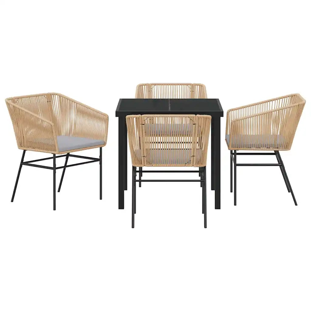 Set da Pranzo per Giardino con cuscino 5 pcs Marrone