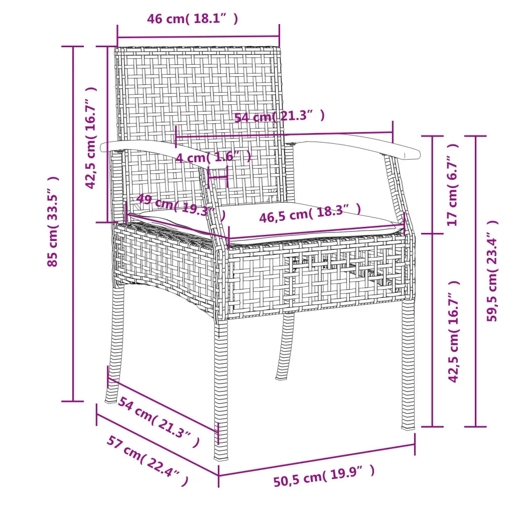 Set da Pranzo da Giardino 5 pz con Cuscini Beige in Polyrattan 3213580
