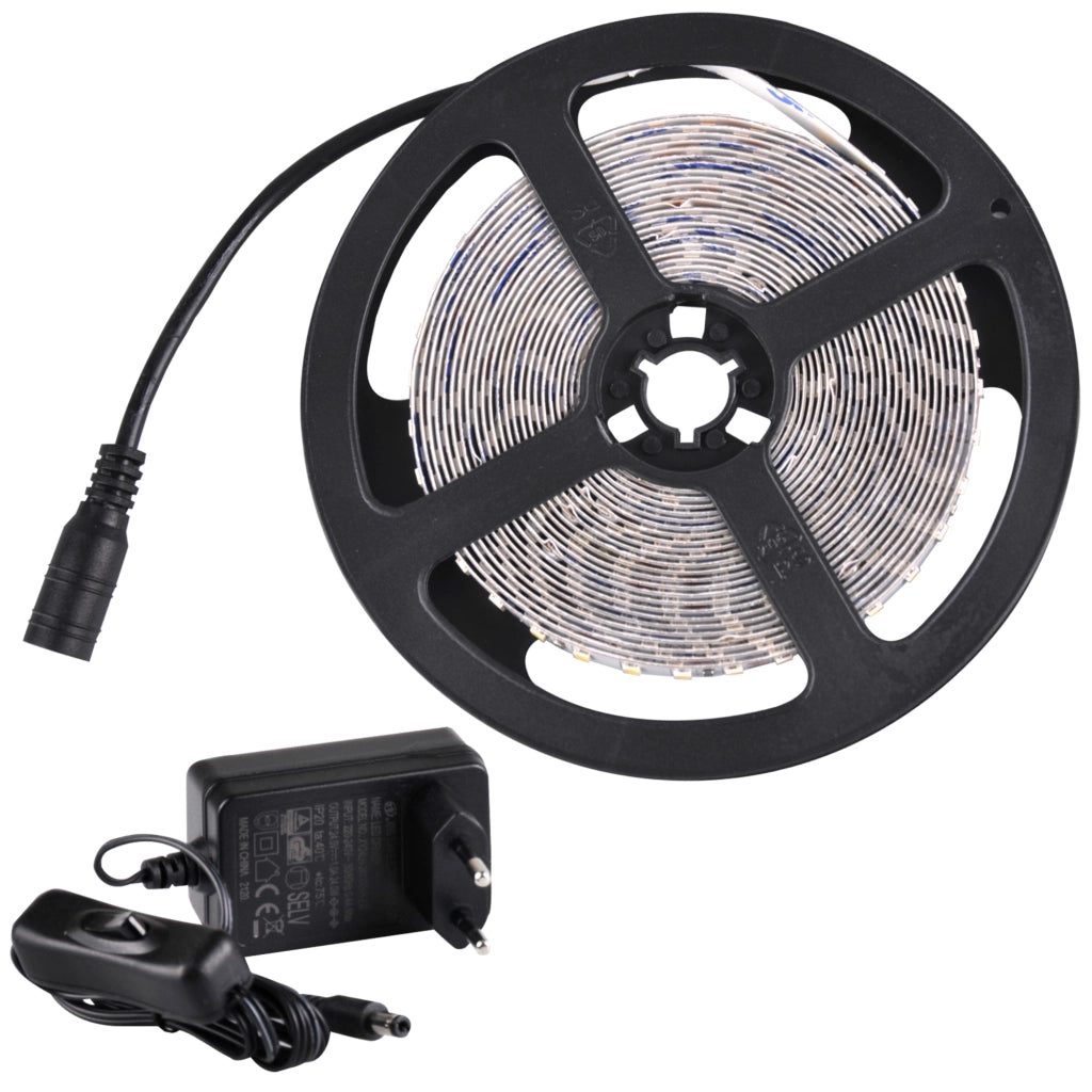 Kit striscia LED 5m 24V IP20 4000K alimentatore e switch Polux
