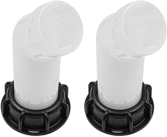 Set di scarichi per IBC da 2 - Scarico IBC S60x6 - Boccole di fissaggio - Dischi in gomma - Materiale PP - Adatto per serbatoi IBC - Rubinetto di scarico
