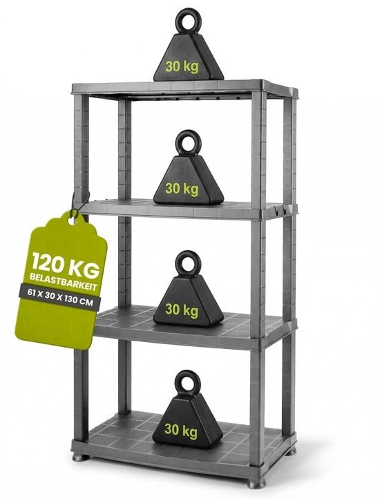 Rack di plastica con 4 pannelli - Costruzione stabile - Rack di archiviazione per la casa - Rack per la cantina - Rack per la garagem - Rack spaziale