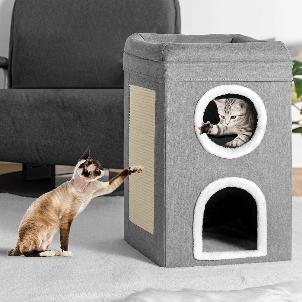 Cuccia Casa per Gatti 3 Ripiani Tiragraffi Casetta Animali Domestici 41x41x63 cm