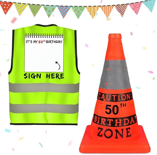 Sicurezza Cilindrica 2 Pezzi - Regalo di Compleanno Uomo - Giacca Neon Verde Riflettente - Decorazione da Festa - Regalo Unico - Combinazione Creativa