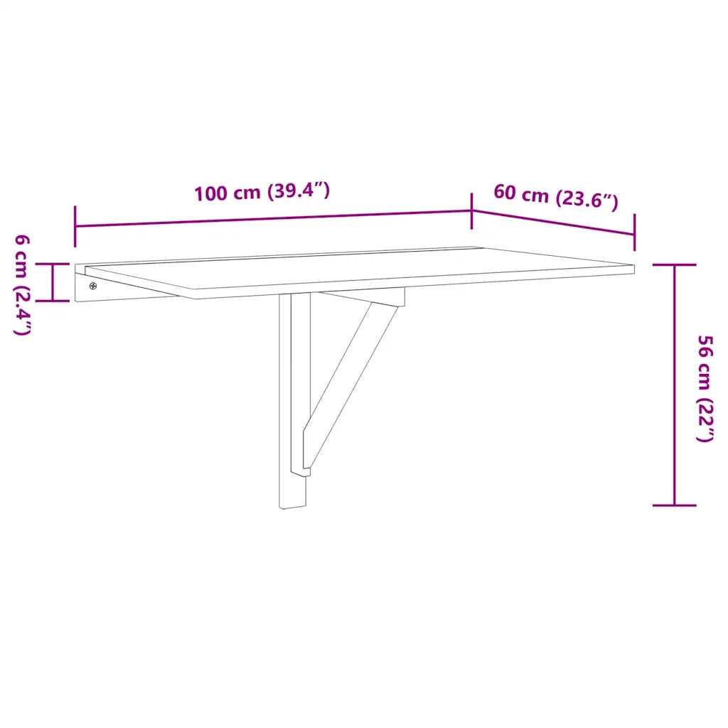 Tavolino-Tavolino da soggiorno-Tavolo Muro Pieghevole Rovere Marrone 100x60x56cm Multistrato