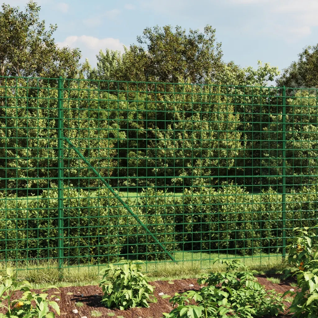 Recinzione da Giardino | Recinzione Metallica con Flangia Verde 1,4x10 m