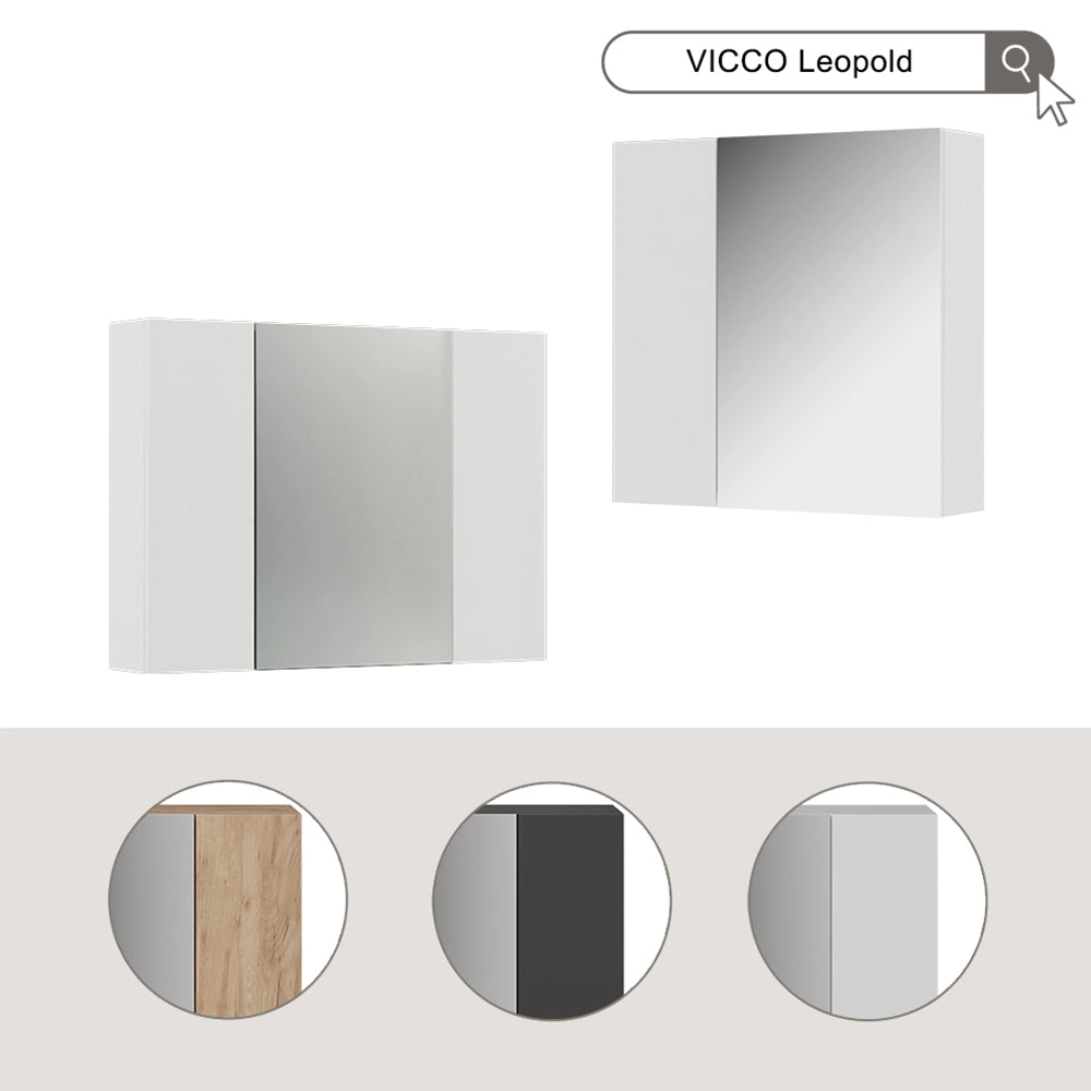 Vicco Specchio contenitore bagno Antracite 60 x 59.2 cm Con ripiani e 1 anta a specchio