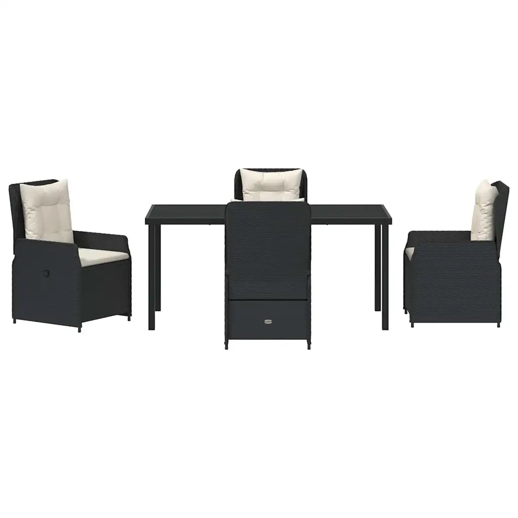 Set da Pranzo per Giardino 5 pcs Nero polyrattan