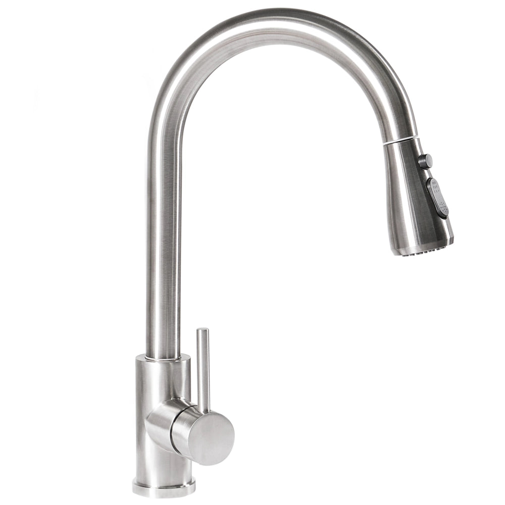 Rubinetto da cucina moderno rubinetto miscelatore a spruzzo estraibile bobina a molla in acciaio inossidabile beccuccio girevole argento