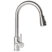 Rubinetto da cucina moderno rubinetto miscelatore a spruzzo estraibile bobina a molla in acciaio inossidabile beccuccio girevole argento