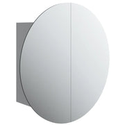 Armadio da Bagno | Mobile da Bagno con Specchio Rotondo e LED Grigio 40x40x17,5cm