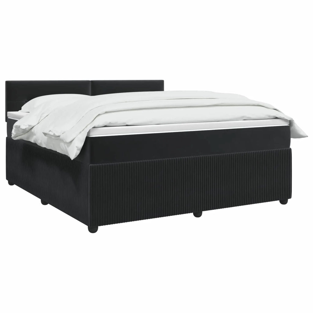 Letto box spring con materasso Nero 140 x 200 cm Velluto 3451693