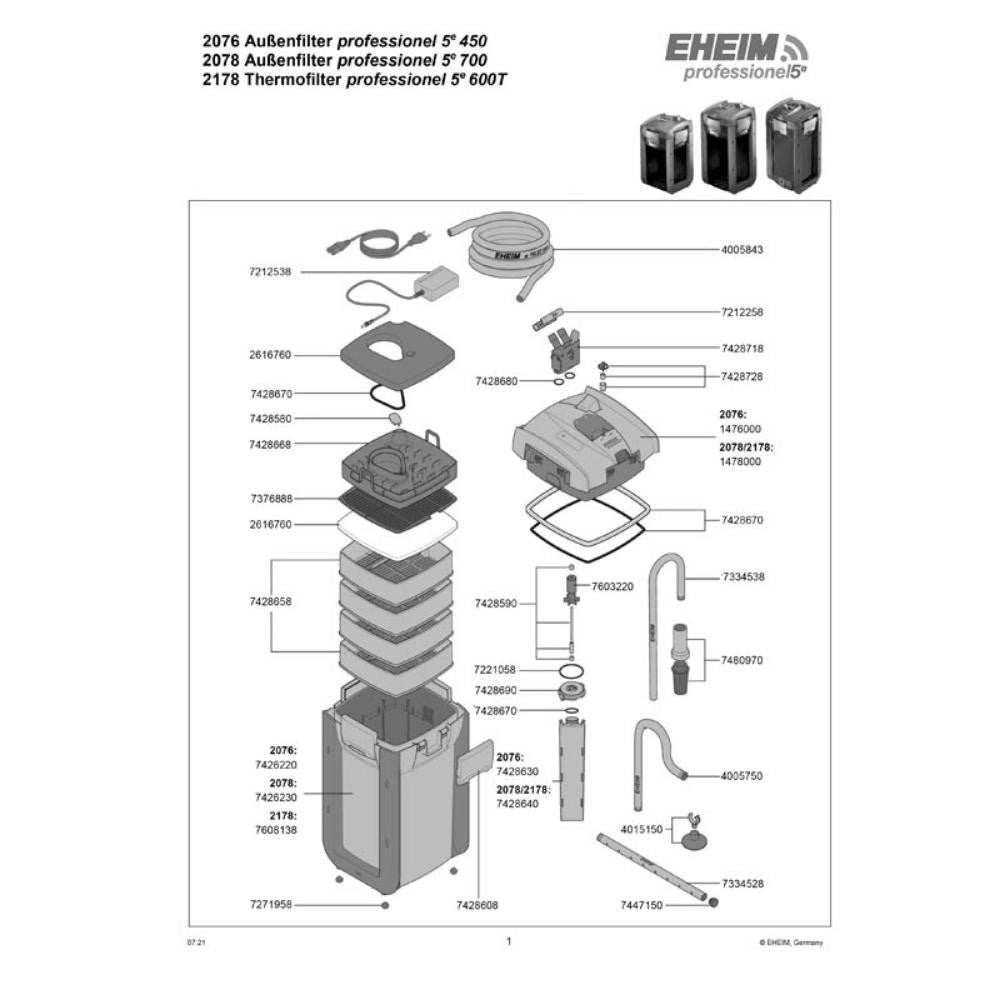 Eheim 2178 Professionel 5e Wi-Fi 600T - termofiltro esterno elettronico con controllo wireless per acquari fino a 600L