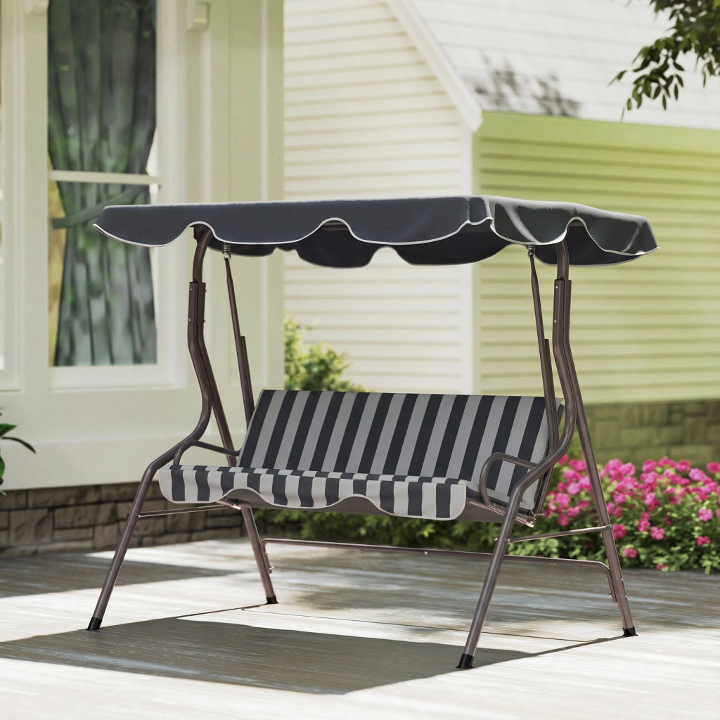Divano da Giardino 3 Posti con Cuscini ¨C Minimal ¨C Grigio, Bianco