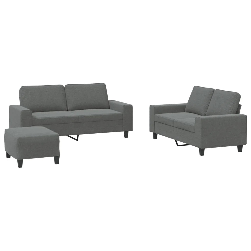 Set di Divani 3 pz Grigio Scuro in Tessuto