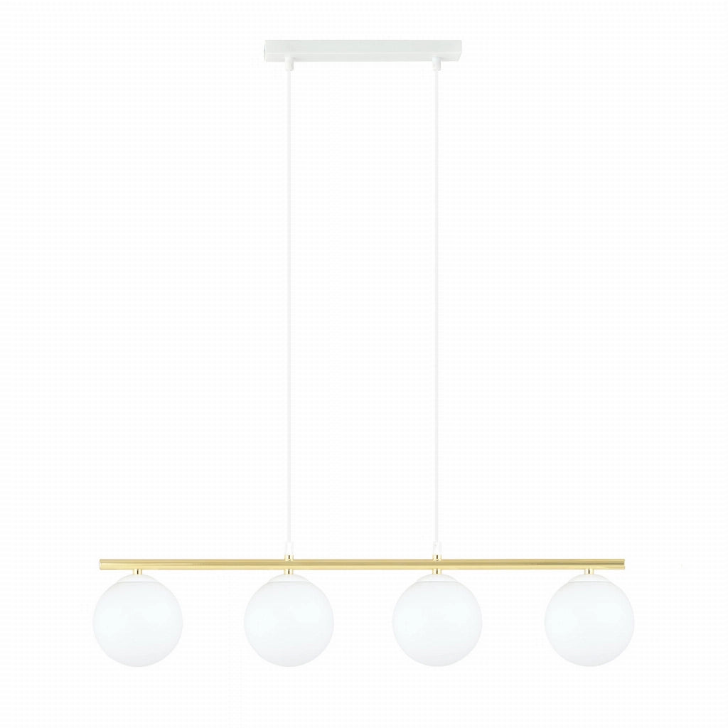 Lampadario Emibig Allora 4 luci E14 bianco oro in vetro