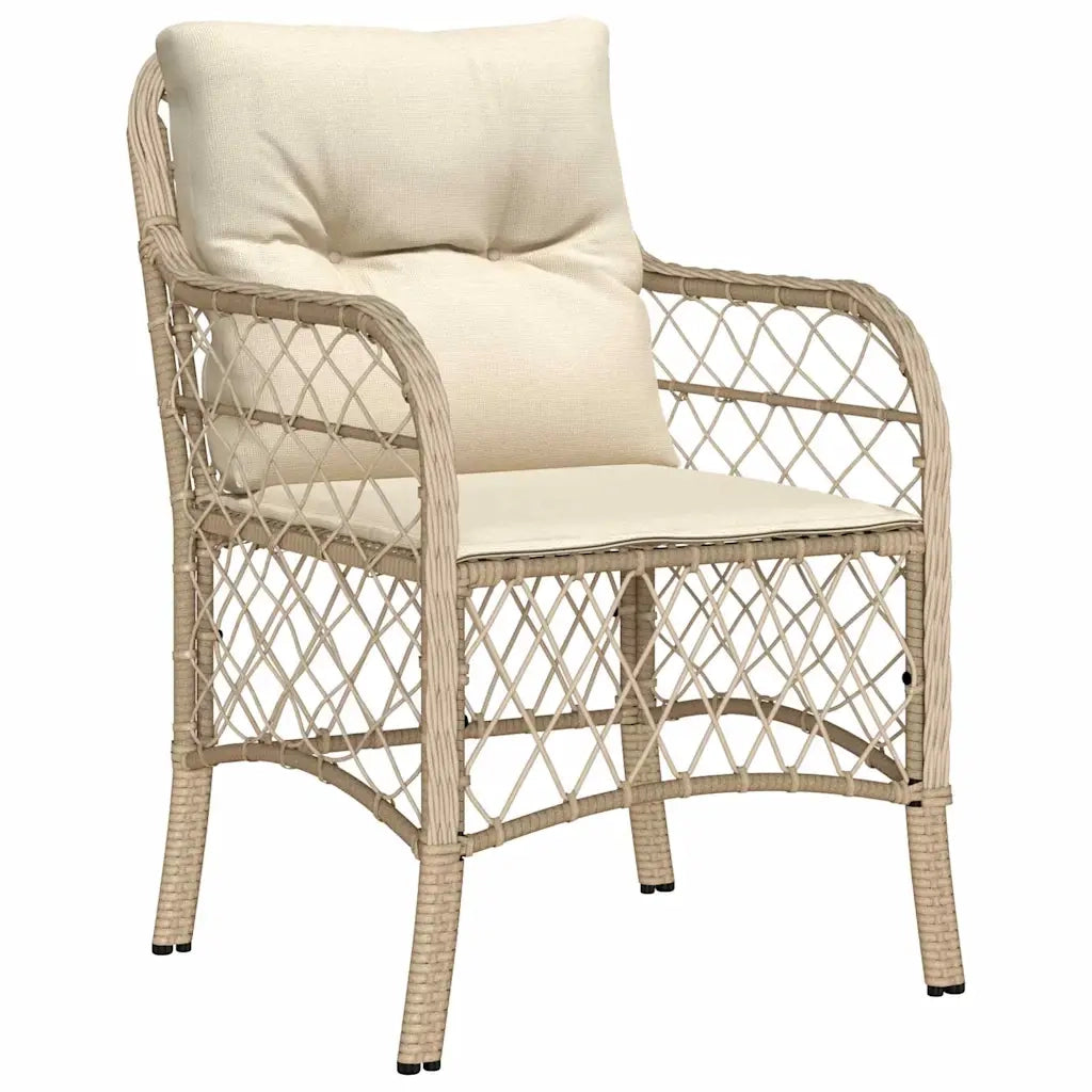 Set da Pranzo per Giardino con cuscino 5 pcs Beige polyrattan