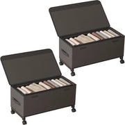 Compartimento letto con cassetti ruotanti cassetti pieghevoli per l'organizzazione sotto il letto con coperchio struttura in metallo organizzatore letto per abbigliamento e scarpe 2 pezzi (nero)