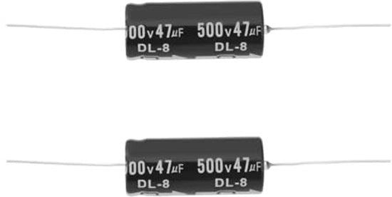 2 pezzi 47uF 500V condensatore axiale 43x18mm Compatibile con Hot Rod Deluxe del Fender Utile per il sostituzione dei condensatori nei preamplificatori vintage e moderni