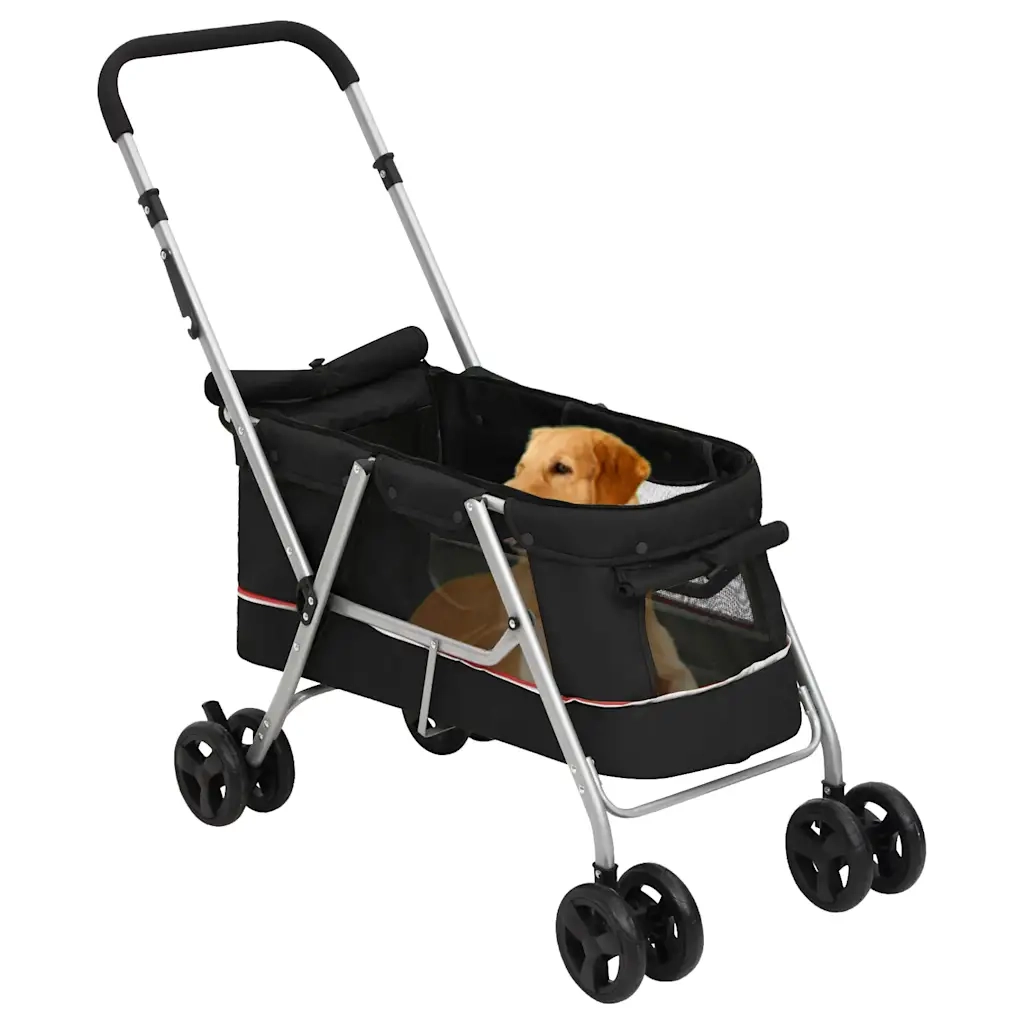 Passeggino per Cani Pieghevole Nero 100x49x96cm Tessuto di Lino 172202