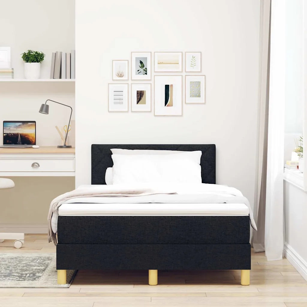 Letto a molle con cuscino Nero 120 x 200 cm Tessuto 3338988