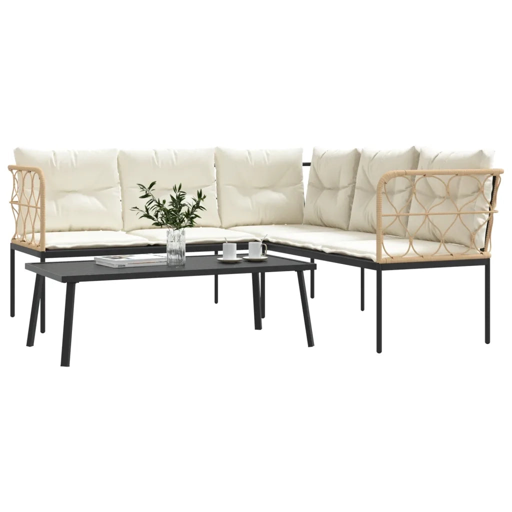 Set Divano da Giardino con Cuscini Nero Acciaio e Textilene 3283748